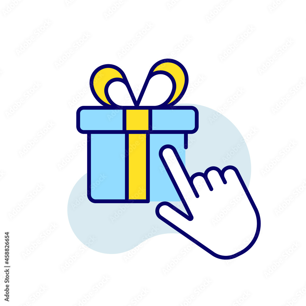 Fototapeta premium Finger touch RBG color icon. Gift box thin line vector illustration.