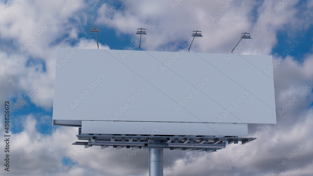 Commercial Billboard. Empty Outdoor Sign against a Cloudy Afternoon Sky. Mockup Template. Commercial Billboard. Empty Outdoor Sign against a Cloudy Afternoon Sky. Mockup Template.