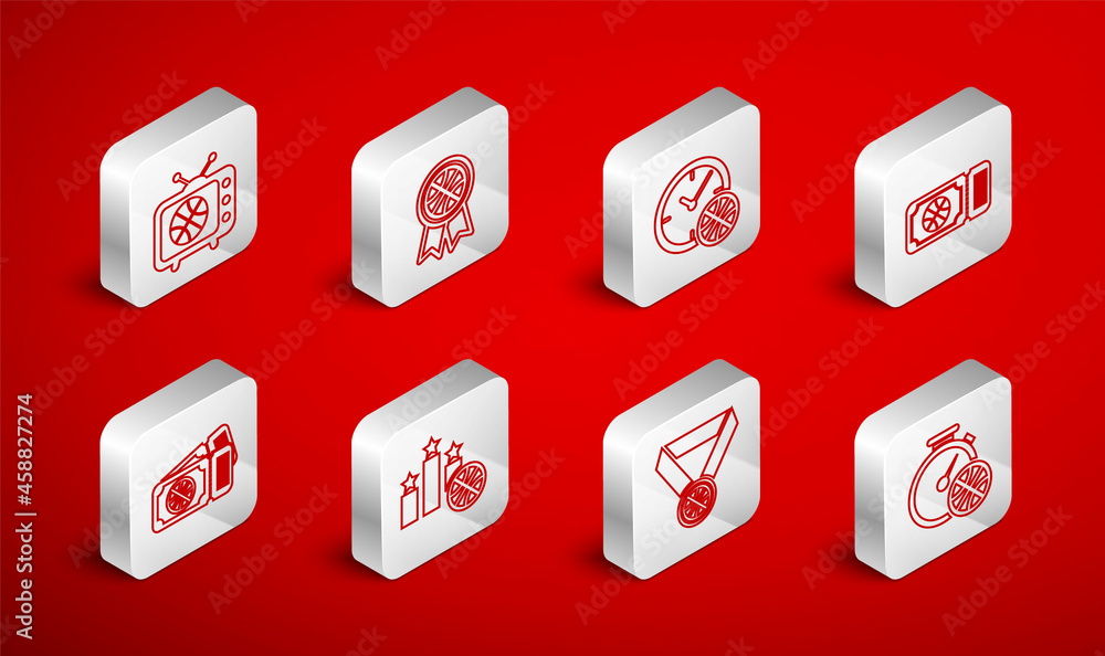 Set line Stopwatch with basketball ball, Basketball award, Clock, game ticket, medal, match on tv, Sports winner podium and icon. Vector Set line Stopwatch with basketball ball, Basketball award, Clock, game ticket, medal, match on tv, Sports winner podium and icon. Vector
