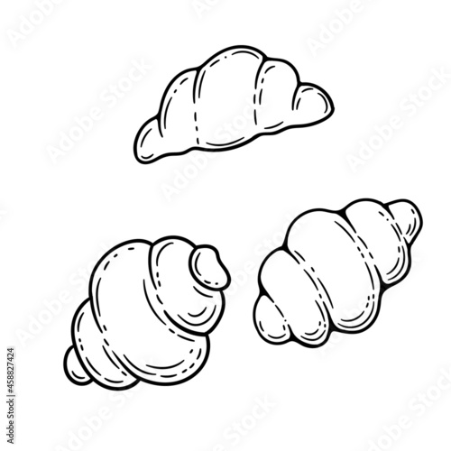 gnocchi pasta sketch. Doodle outline black and white vintage style macaroni illustration. Hand drawn isolated on white background. 