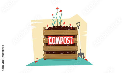 Compost heap with organic waste. A creative concept on a white background for the design of a banner or website. Vector illustration. Flat style.