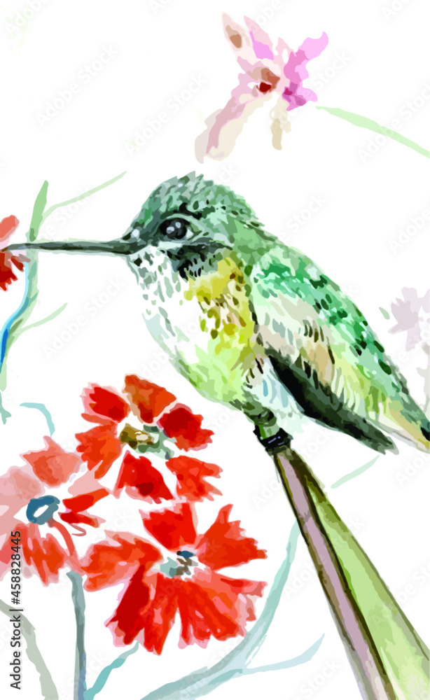Fototapeta premium bird and flowers