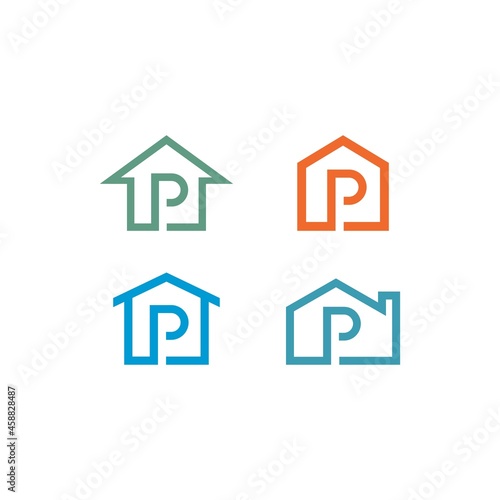 P letter home logo vector icon simple illustration
