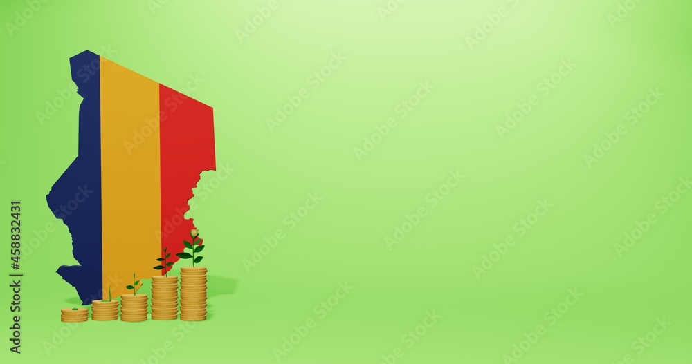 Naklejka premium Use of Bank Interest in Chad for the needs of social media tv and website background cover blank space can be used to display data or infographics in 3d rendering Premium Photo