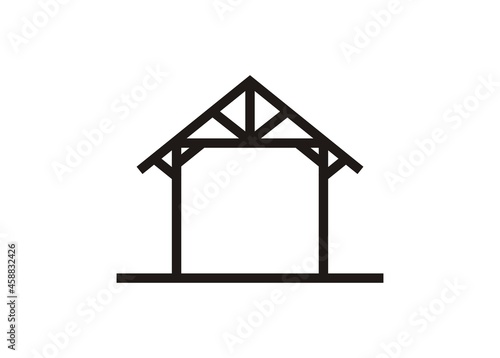 Canopy building structure. Simple illustration in black and white.
