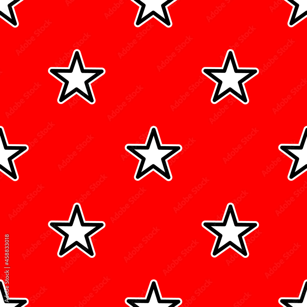 Full frame seamless background vector illustration with rows of geometric stars depicted on bright red surface Full frame seamless background vector illustration with rows of geometric stars depicted on bright red surface