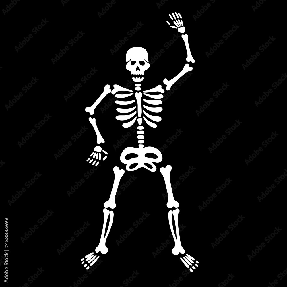 Cute dancing skeleton on a black background. Vector illustration Cute dancing skeleton on a black background. Vector illustration