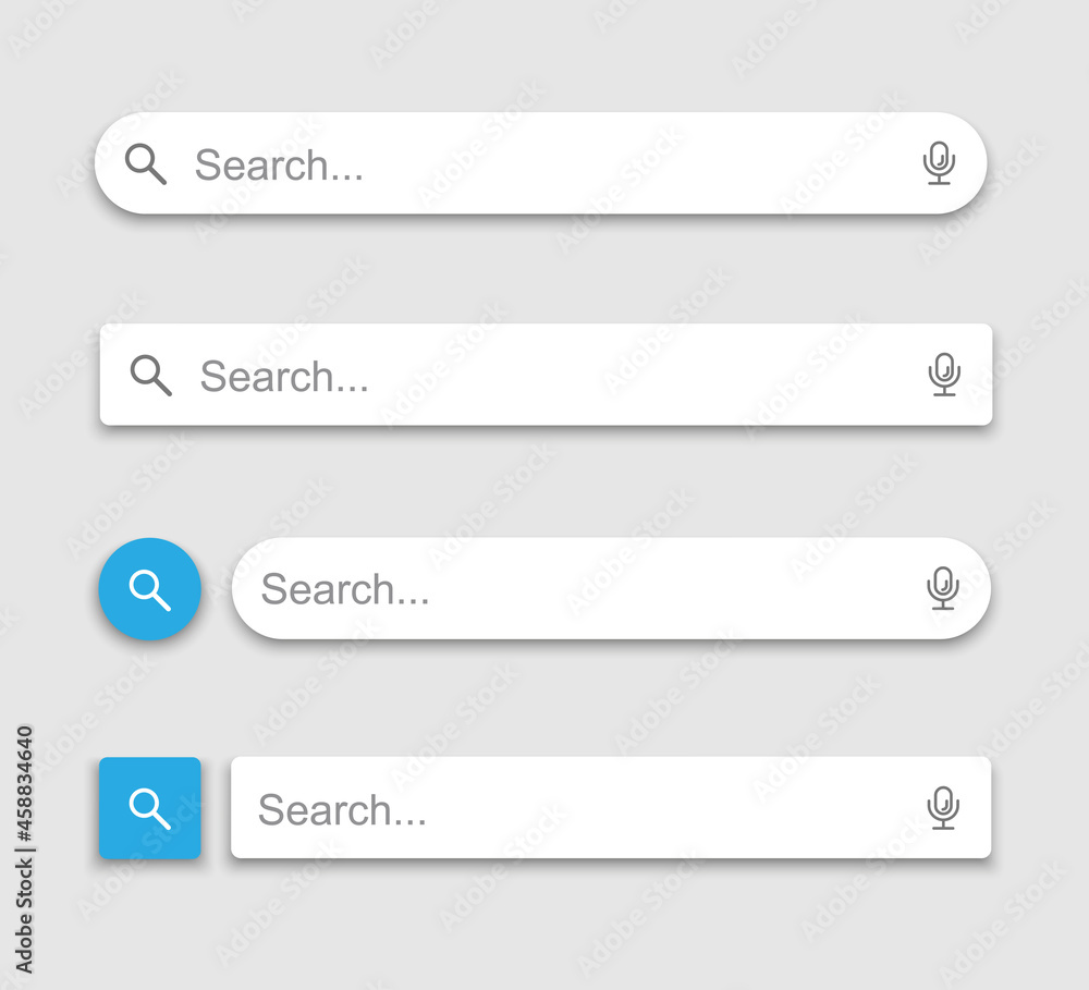 Search Bar for ui, design and web site. Search Address and navigation bar icon. Collection of search form templates for websites Search Bar for ui, design and web site. Search Address and navigation bar icon. Collection of search form templates for websites