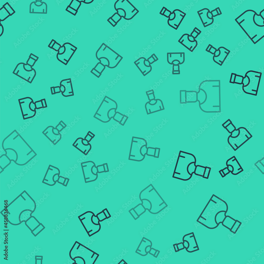 Black line Sailor captain icon isolated seamless pattern on green background. Vector Black line Sailor captain icon isolated seamless pattern on green background. Vector