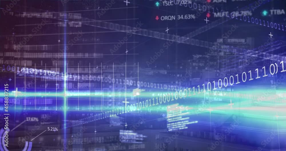 Animation of statistics, binary coding and financial data processing over grid Animation of statistics, binary coding and financial data processing over grid