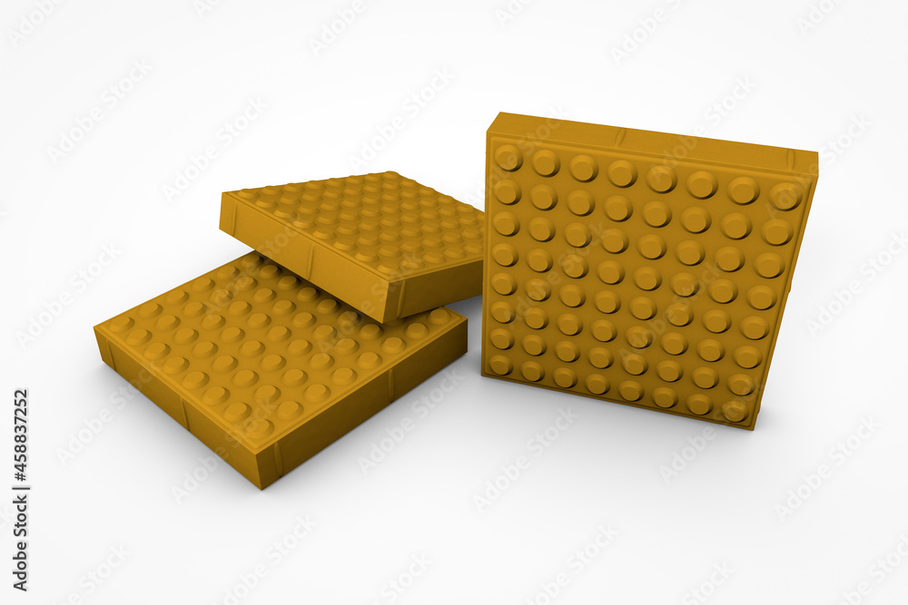 Concrete slabs, cobblestone for urban street floors, 3d illustration Concrete slabs, cobblestone for urban street floors, 3d illustration