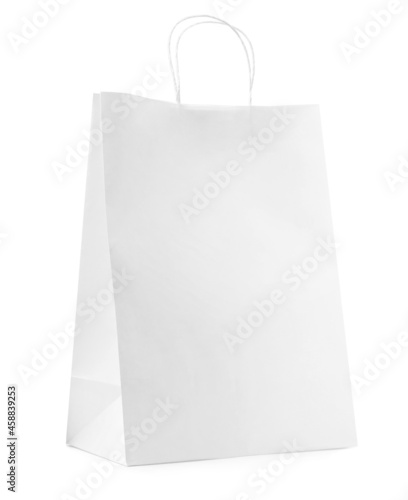 Empty shopping paper bag isolated on white