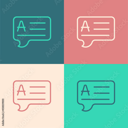 Pop art line Speech bubbles with Answer icon isolated on color background. FAQ sign. Chat speech bubble and chart. Vector