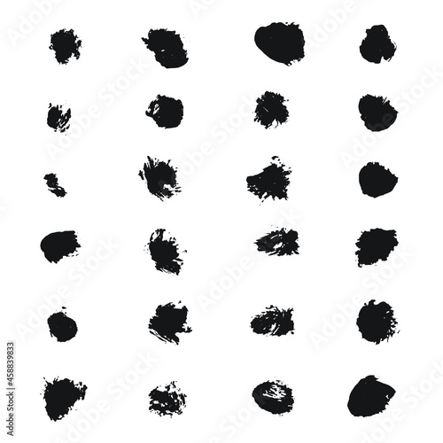 24 individual bristled brush patterns, flat color, black vector art