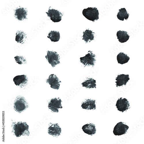 24 individual bristled brush patterns, high fidelity greyscale vector art