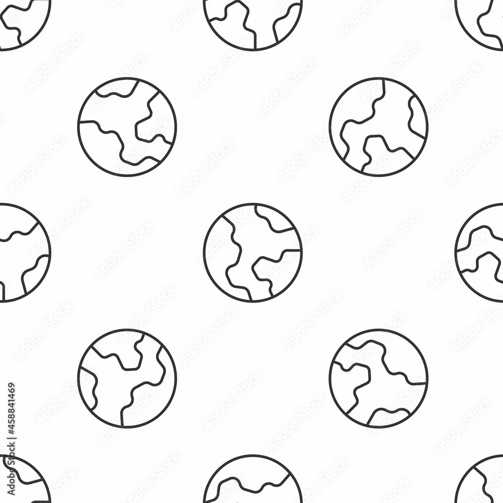 Grey line Earth globe icon isolated seamless pattern on white background. World or Earth sign. Global internet symbol. Geometric shapes. Vector Grey line Earth globe icon isolated seamless pattern on white background. World or Earth sign. Global internet symbol. Geometric shapes. Vector