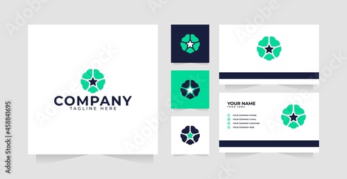 Brain Star Logo design vector