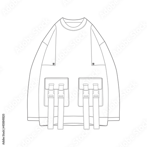hoodie oversized outline drawing vector, hoodie oversized in a sketch style, trainers template outline, vector Illustration.