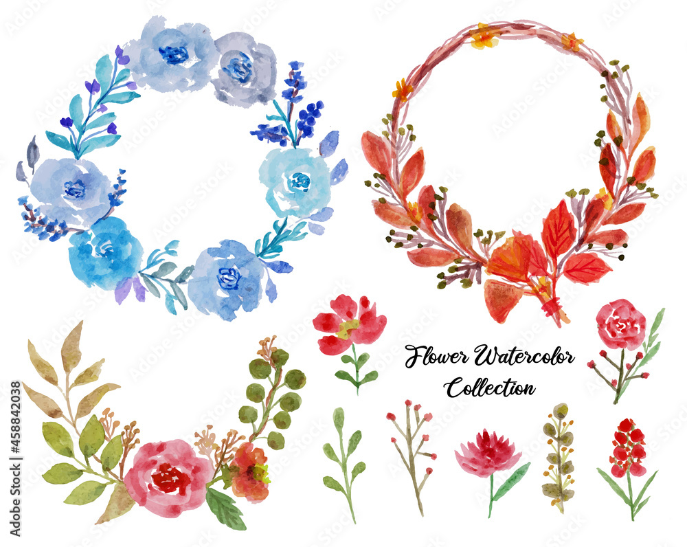set of flowers watercolor set of flowers watercolor