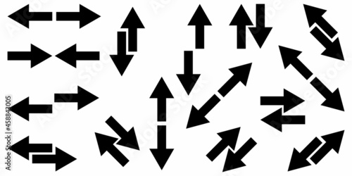 Black arrows icon collection. Different direction. Navigation pointer. Cursor emblem. Vector illustration. Stock image.