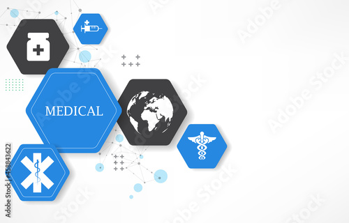 White vector medical background.geometric hexagon wallpaper