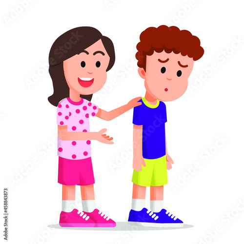 Little girl tries to comfort her friend who looks desperate