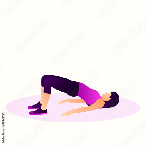 Illustration vector graphic of pilates girl. Perfect to us for content about woman exercise.