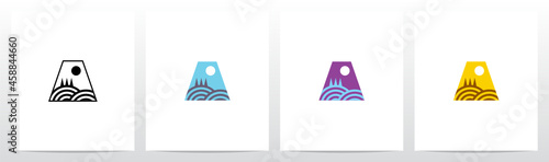 Hill With Trees Letter Logo Design A