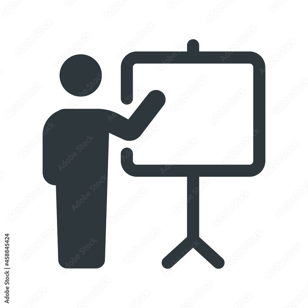 Training icon. Simple solid style. Teacher, course, coach, class, lecture, demonstrate, blackboard, pictogram, seminar, classroom concept. Vector illustration isolated on white background EPS 10 Training icon. Simple solid style. Teacher, course, coach, class, lecture, demonstrate, blackboard, pictogram, seminar, classroom concept. Vector illustration isolated on white background EPS 10