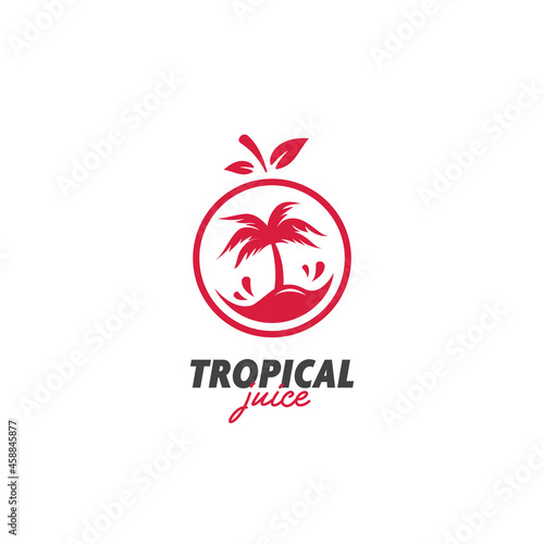 Fresh exotic tropical island juice logo icon vector