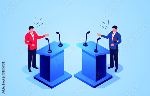 Isometric red and blue sides being debated