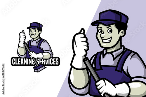 Cleaning Services - Mascot Logo Template
