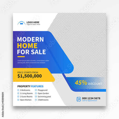 Real estate house sale property business promotional social media post, instagram post, facebook post, square web banner design template