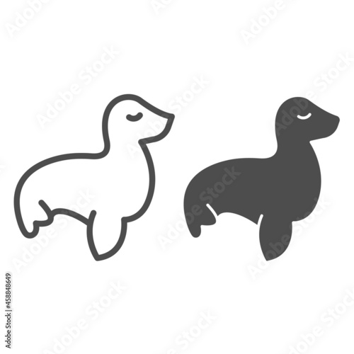 Fur seal  sea lion line and solid icon  oil industry concept  aquatic animal vector sign on white background  outline style icon for mobile concept and web design. Vector graphics.