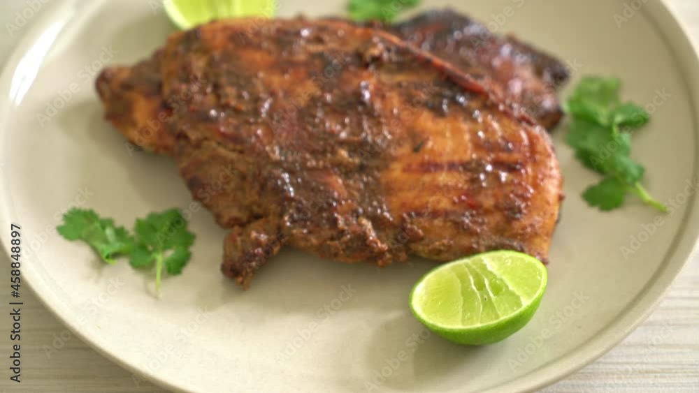 spicy grilled Jamaican jerk chicken - Jamaican food style spicy grilled Jamaican jerk chicken - Jamaican food style