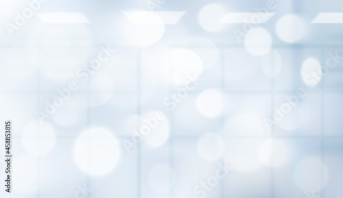 Abstract blur blue contemporary office, Modern hospital hall clinical interior  blue background concept. Vector EPS10. 
