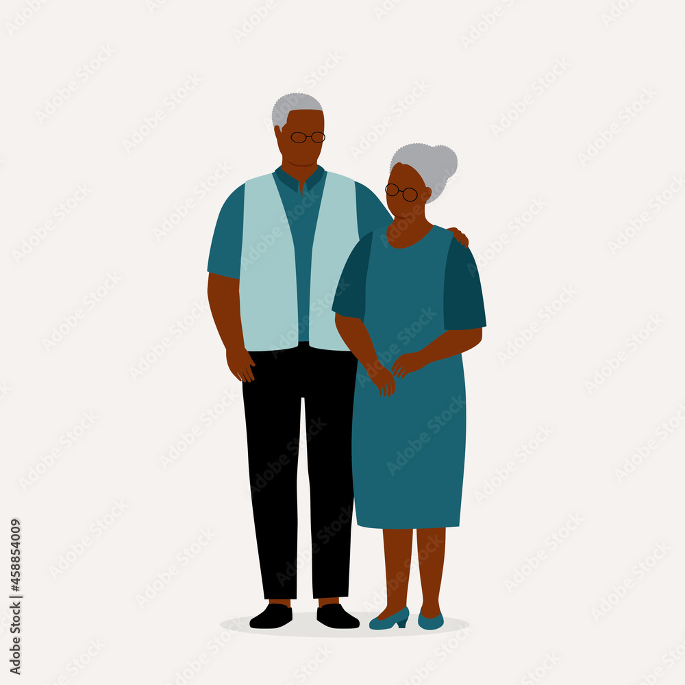 Portrait Of Black Elderly Couple Standing Together. Portrait Of Black Elderly Couple Standing Together.