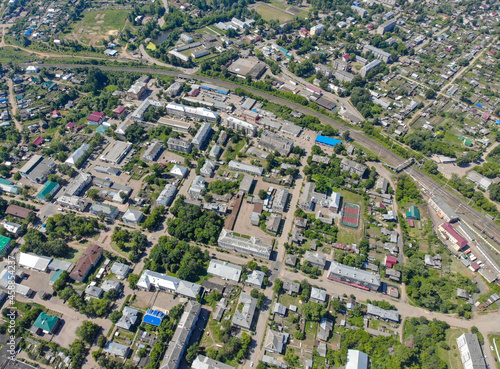 Aerial view of the city in summer (Kotelnich, Kirov region, Russia)