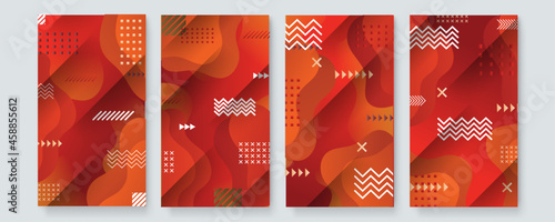 Color geometry composition banner background with beige, light brown and dark brown tones. Set of abstract creative templates.