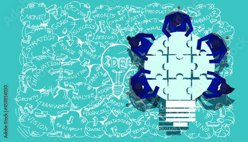 Community trading market analysis  Business group Brainstorm working,connect jigsaw pieces,for  success,plan,think,search,analyze,communicate, futuristic idea innovation technology modern.vector