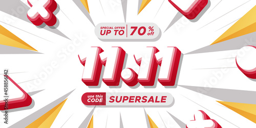 11.11 single's day shopping day discount promotion poster banner advertising final big mega sale with 3d text