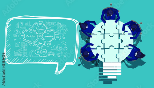 Community trading market analysis  Business group Brainstorm working,connect jigsaw pieces,for  success,plan,think,search,analyze,communicate, futuristic idea innovation technology modern.vector