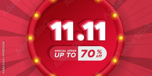 11.11 single's day shopping day discount promotion poster banner advertising final big mega sale with 3d text