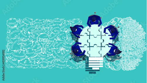 Community trading market analysis  Business group Brainstorm working,connect jigsaw pieces,for  success,plan,think,search,analyze,communicate, futuristic idea innovation technology modern.vector