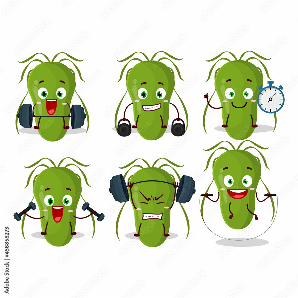 Obraz premium A healthy contagious cartoon style trying some tools on Fitness center