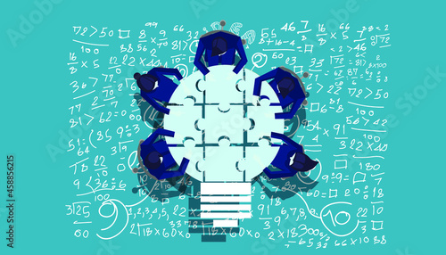 Community trading market analysis  Business group Brainstorm working,connect jigsaw pieces,for  success,plan,think,search,analyze,communicate, futuristic idea innovation technology modern.vector