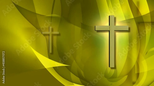 Animated Crosses Yellow Fluid.Religion, worship, faith, church, devotion, God, holiness. photo