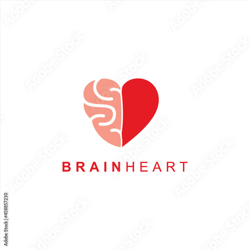 Heart Brain Flat Logo. Modern logo isolated on white background. Simple vector illustration for graphic or web design.