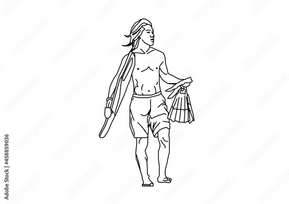 Vector design of a shirtless man sketch
