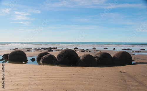 Landscape around Moeraki Boluders beach in New Zealand.